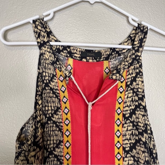THML Anthropologie Bohemian Embroidered Halter Dress With Tassels Size Medium - Picture 2 of 15